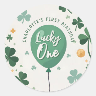 Lucky One 1st Birthday St Patricks Day Clover Classic Round Sticker