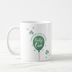 Lucky One 1st Birthday St Patricks Day Clover Coffee Mug