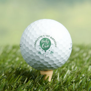 Lucky One 1st Birthday St Patricks Day Clover Golf Balls