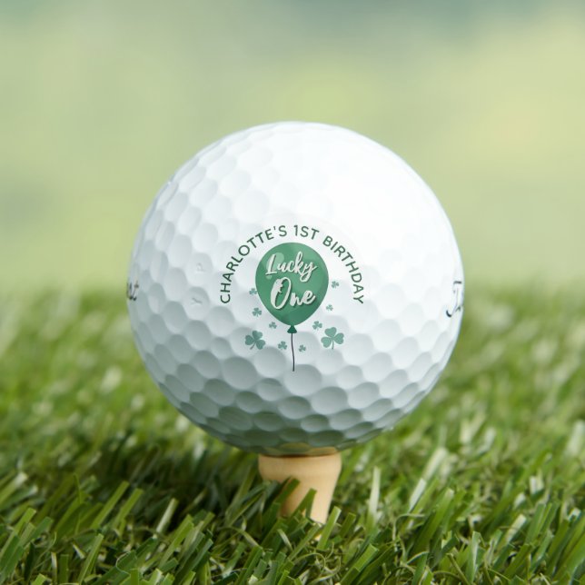 Lucky One 1st Birthday St Patricks Day Clover  Golf Balls (Insitu Tee)