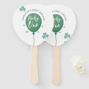 Lucky One 1st Birthday St Patricks Day Clover Hand Fan