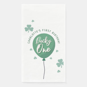 Lucky One 1st Birthday St Patricks Day Clover Napkin