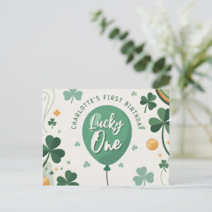 Lucky One 1st Birthday St Patricks Day Clover Postcard