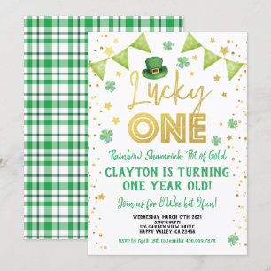 Lucky One Baby First Birthday St Patrick's Day Invitation