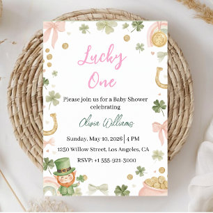 Lucky One Baby Shower Invitation Shamrock Theme