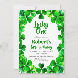 Lucky One Birthday, Shamrock Birthday Invite