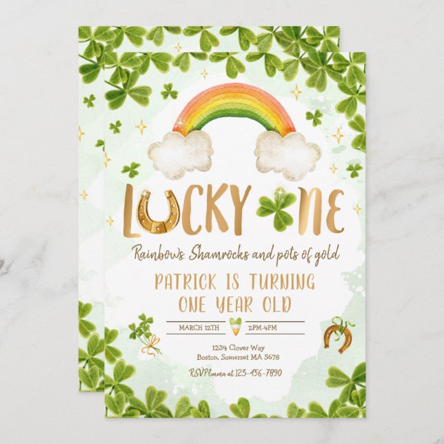 Lucky One Birthday St Patrick's 1st Birthday Party Invitation (Front/Back)