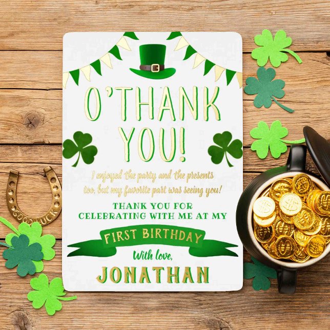 Lucky One Chalkboard 1st Birthday Thank You Real (Creator Uploaded)