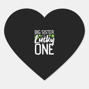 Lucky One First Birthday Big Sister Family St. Pat Heart Sticker