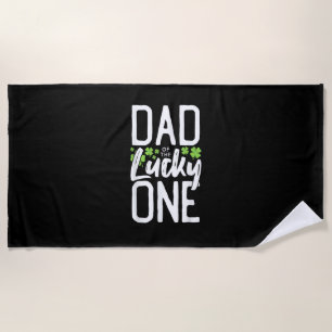 Lucky One First Birthday Dad Family St. Patrick's Beach Towel