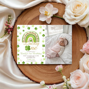 Lucky One First Birthday Photo Invitation