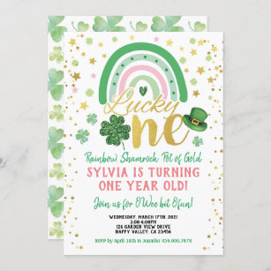 Lucky One Girl First Birthday St Patrick's Day Invitation