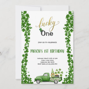 LUCKY ONE GREEN BIRTHDAY PARTY Invitation