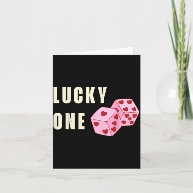 Lucky One Heart Dice Couples Matching Valentines D Card (Front)