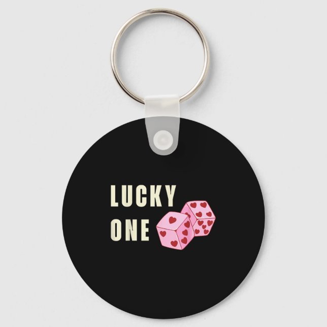 Lucky One Heart Dice Couples Matching Valentines D Key Ring (Front)