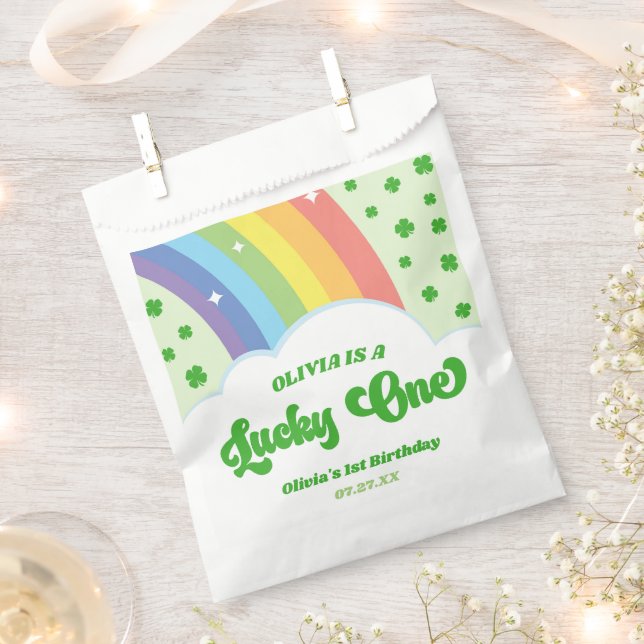 Lucky One Lucky Charm Rainbow 1st Birthday Party Favour Bag (Clipped)