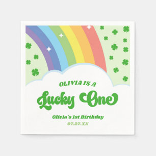Lucky One Lucky Charm Rainbow 1st Birthday Party Napkin
