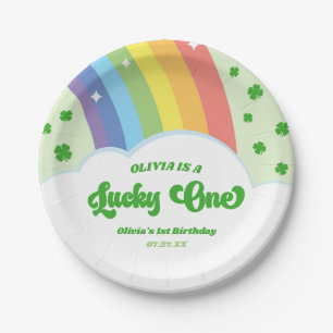 Lucky One Lucky Charm Rainbow 1st Birthday Party Paper Plate