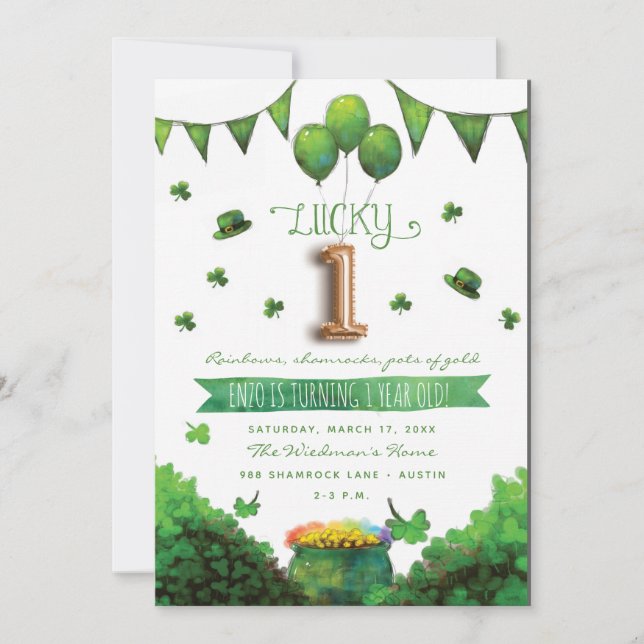 Lucky One Patrick's Day Birthday Party Invitations (Front)