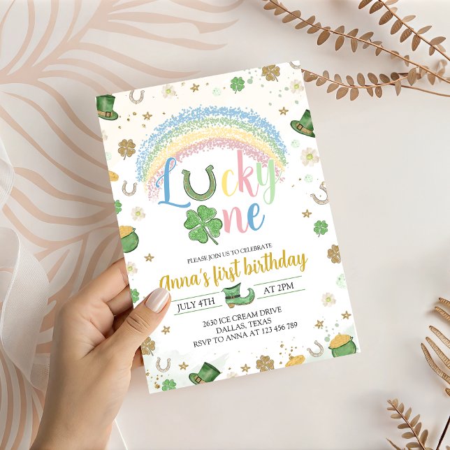 Lucky One Rainbow Birthday Invitation (Creator Uploaded)