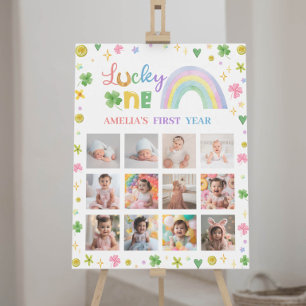 Lucky One Rainbow Birthday Photo Milestone Sign