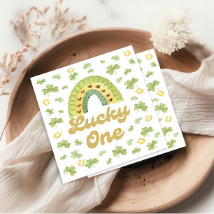 Lucky One Rainbow Birthday Shamrock Napkins