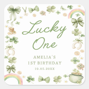 Lucky One Shamrock 1st Birthday Sticker