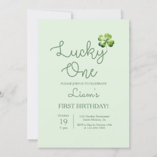 Lucky One Shamrock Birthday Boy Invitation