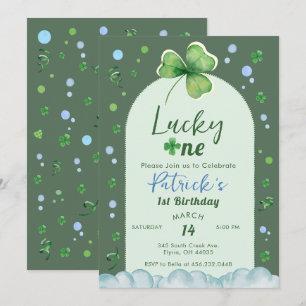 Lucky One St Patrick Boy Birthday Invitation