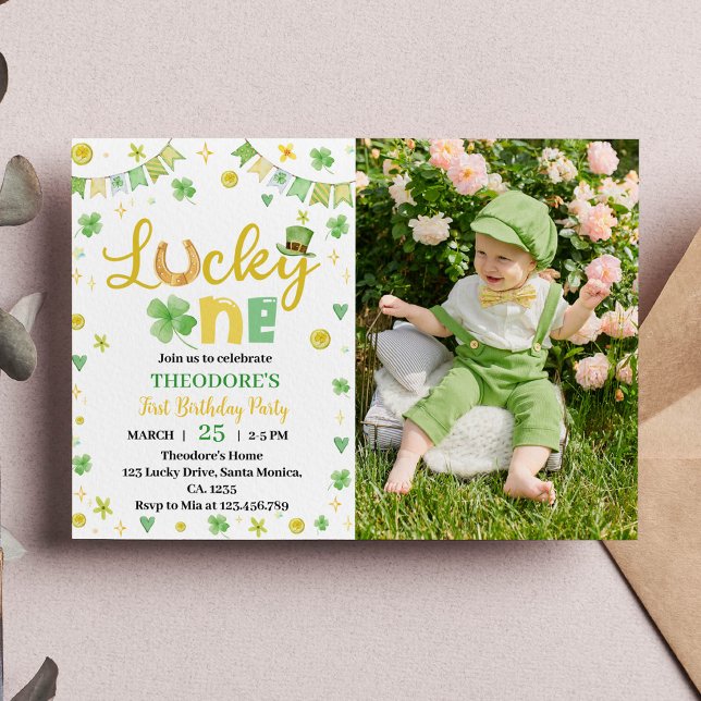 Lucky One St Patrick Day Birthday Photo Invitation (Creator Uploaded)