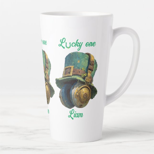 Lucky One St. Patrick’s Day Music Personalized Latte Mug (Right)