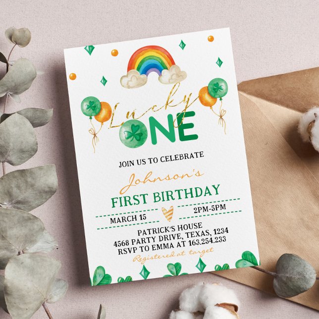 Lucky One St Patrick's Boy 1st Birthday Invitation (Creator Uploaded)