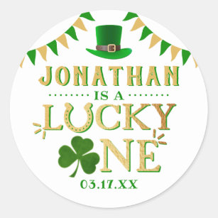 Lucky One St. Patrick's Day 1st Birthday Classic Round Sticker