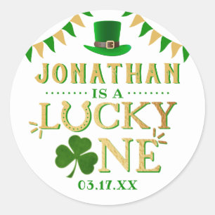 Lucky One St. Patrick's Day 1st Birthday Classic Round Sticker