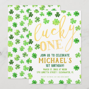 Lucky One   St. Patrick's Day 1st Birthday Invitation