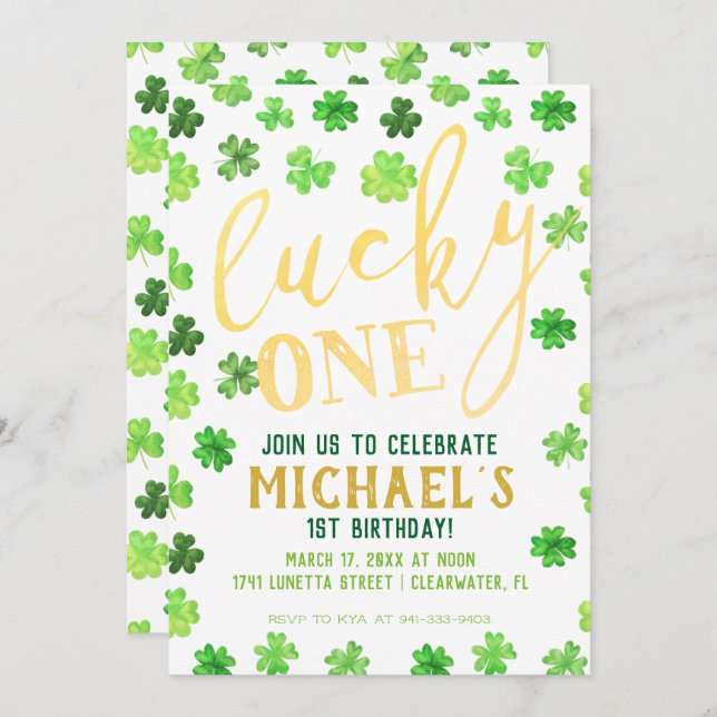 Lucky One | St. Patrick's Day 1st Birthday Invitation (Front/Back)