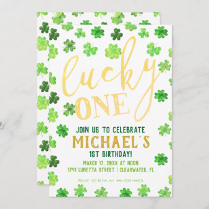Lucky One   St. Patrick's Day 1st Birthday Invitation