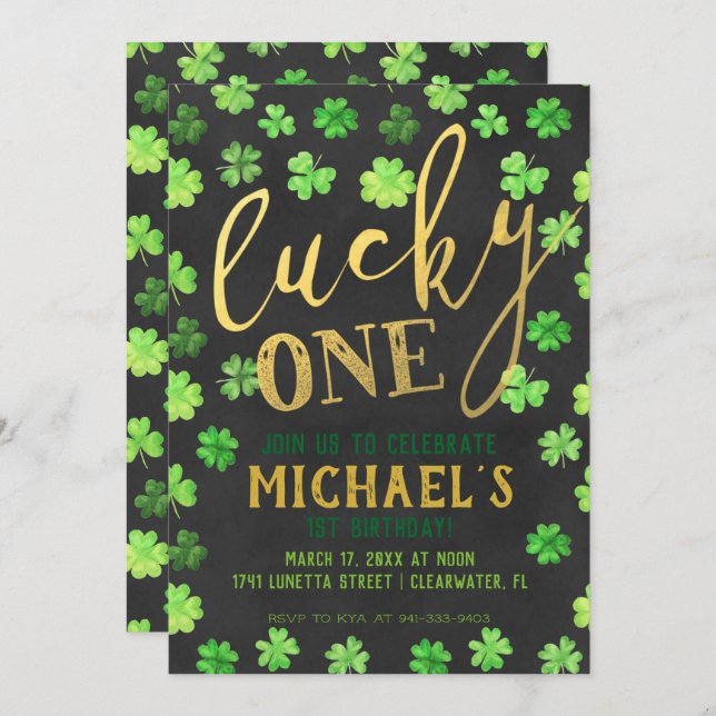 Lucky One | St. Patrick's Day 1st Birthday Invitation (Front/Back)
