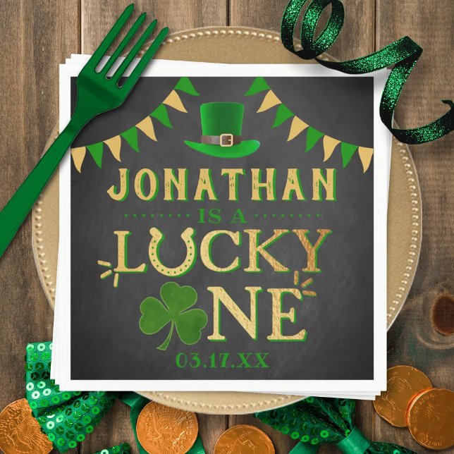 Lucky One St. Patrick's Day 1st Birthday Napkin (Creator Uploaded)