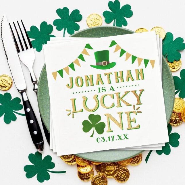 Lucky One St. Patrick's Day 1st Birthday Napkin (Creator Uploaded)