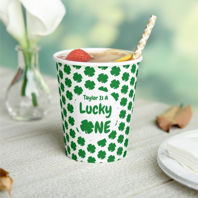 Lucky One St Patrick's Day 1st Birthday Paper Cups (Insitu)
