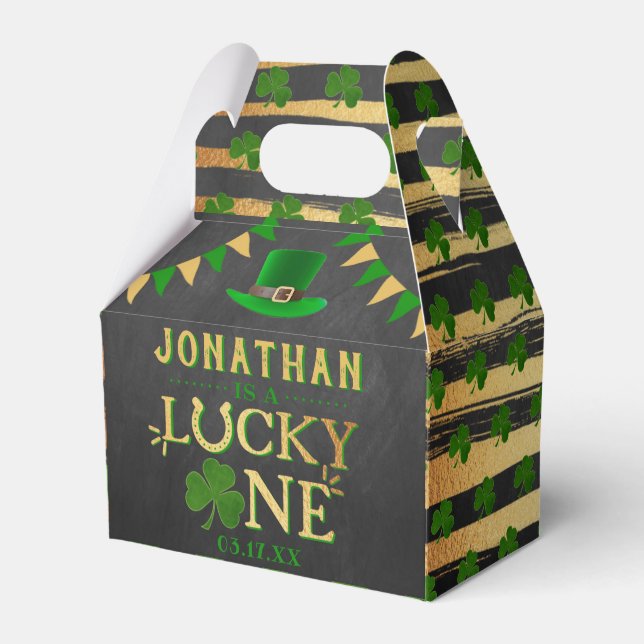 Lucky One St. Patrick's Day 1st Birthday Party Favour Box (Front Side)