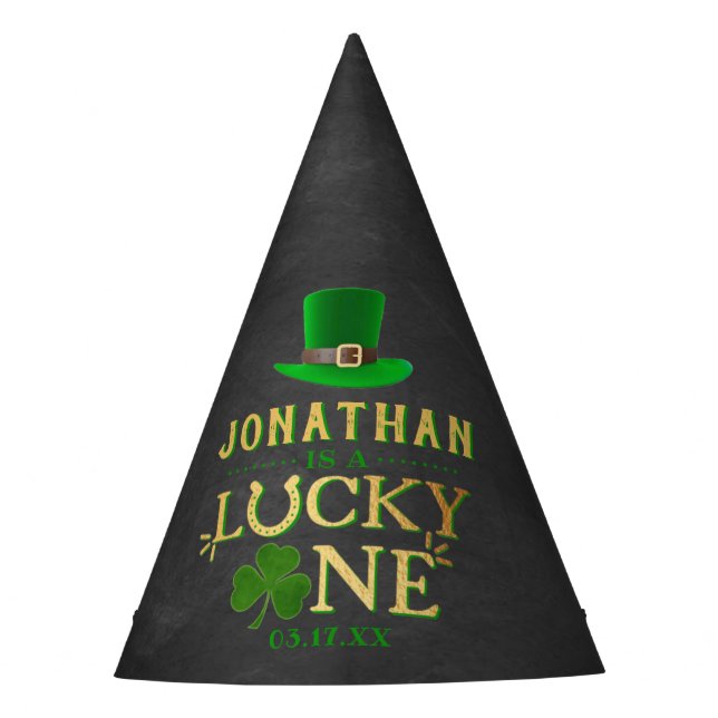 Lucky One St. Patrick's Day 1st Birthday Party Hat (Front)