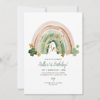 Lucky One! St Patrick's Day 1st Birthday Rainbow Invitation