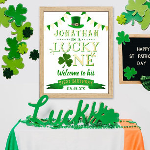Lucky One St. Patrick's Day 1st Birthday Welcome Foil Prints