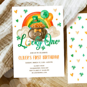 Lucky One St. Patrick's Day Boy First Birthday Inv Invitation
