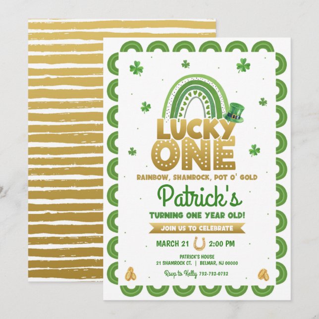 Lucky One St. Patrick's Day First Birthday Invitation (Front/Back)