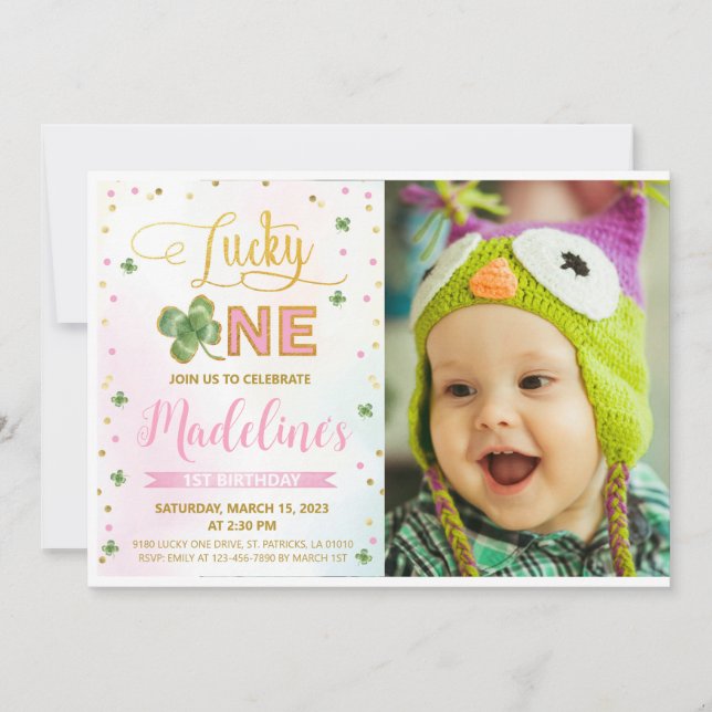 Lucky One St. Patrick's Day Girl 1st Birthday  Invitation (Front)