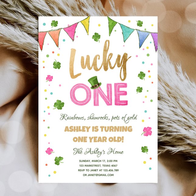 Lucky One St. Patrick's Day Girl First Birthday Invitation (Creator Uploaded)