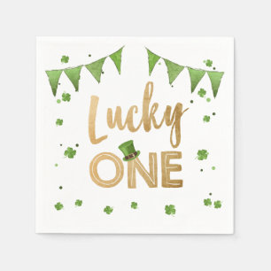 Lucky One St Patrick's Day Paper Napkin Clover Boy